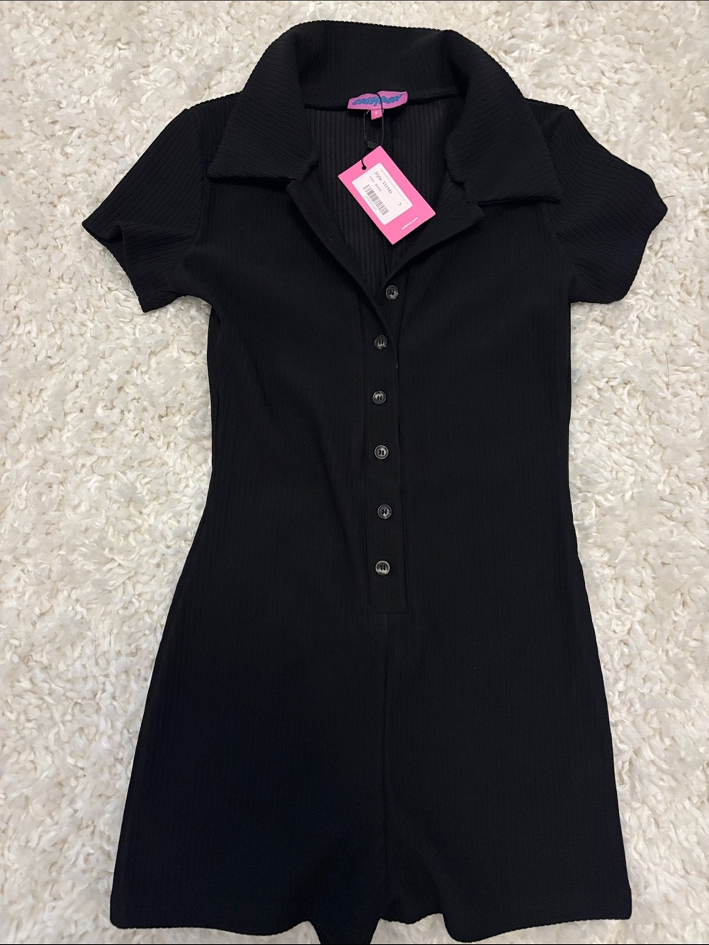 NWT Edikted Black Short Sleeve Collared Button Romper